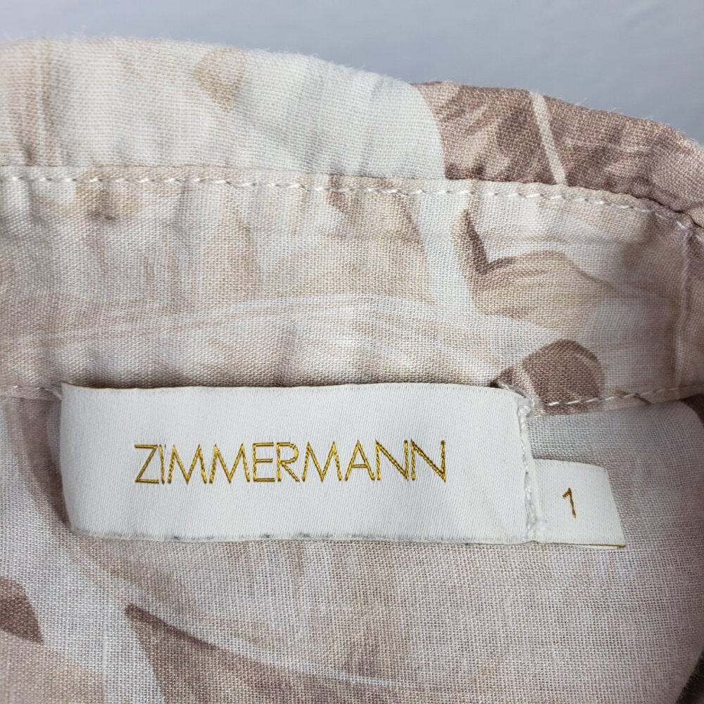 ZIMMERMANN Ramie Shirt Super Eight Leaf-Print size 1 US 6 Tropical Safari Boho - Picture 5 of 15